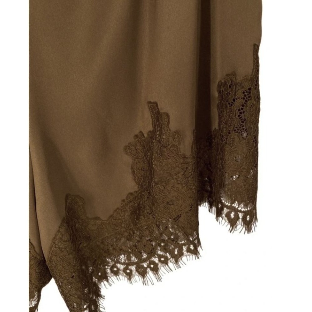 Reformation Fern Satin Short Pinecone Brown Lace Trim High Rise Size S NWT - Picture 8 of 15